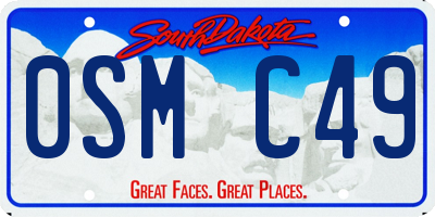 SD license plate 0SMC49