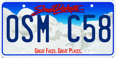 SD license plate 0SMC58