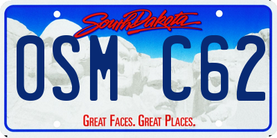 SD license plate 0SMC62