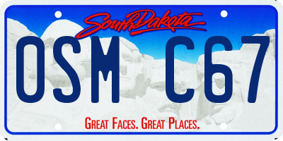 SD license plate 0SMC67