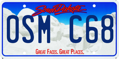 SD license plate 0SMC68