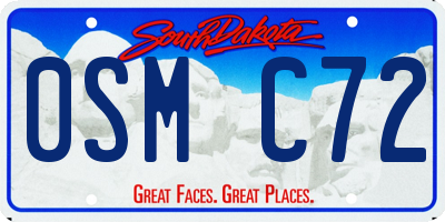 SD license plate 0SMC72