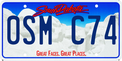 SD license plate 0SMC74