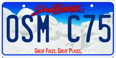 SD license plate 0SMC75