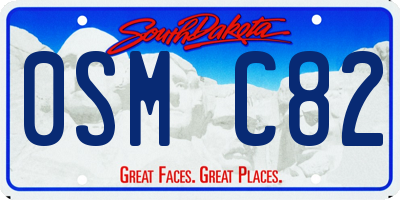 SD license plate 0SMC82