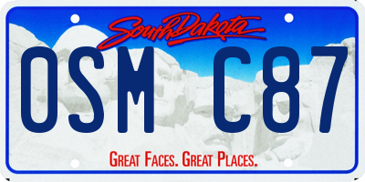 SD license plate 0SMC87