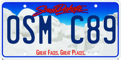 SD license plate 0SMC89