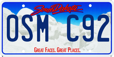 SD license plate 0SMC92