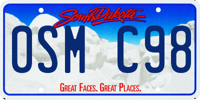 SD license plate 0SMC98