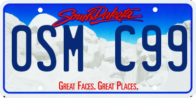SD license plate 0SMC99
