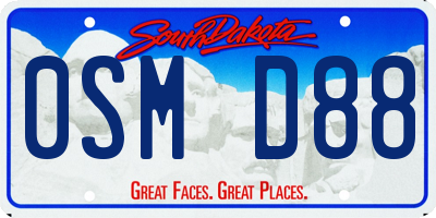 SD license plate 0SMD88