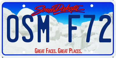 SD license plate 0SMF72