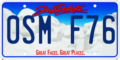 SD license plate 0SMF76