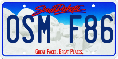 SD license plate 0SMF86