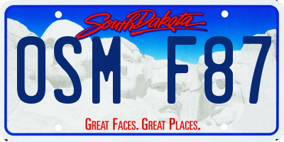SD license plate 0SMF87