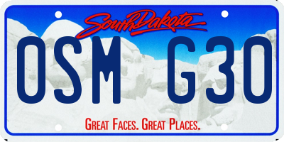 SD license plate 0SMG30