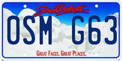 SD license plate 0SMG63