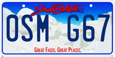 SD license plate 0SMG67