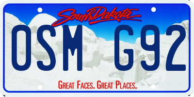 SD license plate 0SMG92