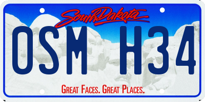 SD license plate 0SMH34