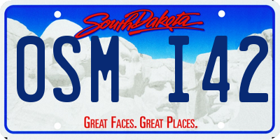 SD license plate 0SMI42