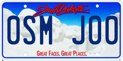 SD license plate 0SMJ00