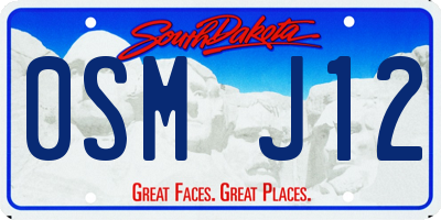 SD license plate 0SMJ12