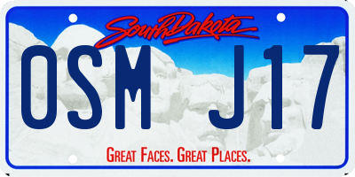 SD license plate 0SMJ17