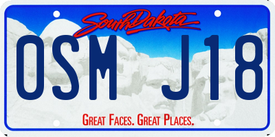SD license plate 0SMJ18