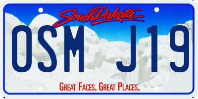 SD license plate 0SMJ19