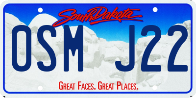 SD license plate 0SMJ22