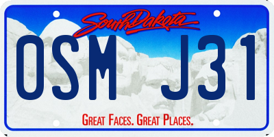 SD license plate 0SMJ31