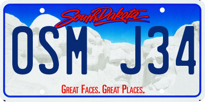 SD license plate 0SMJ34
