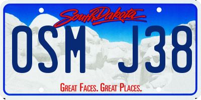 SD license plate 0SMJ38