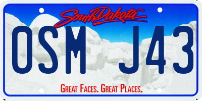 SD license plate 0SMJ43