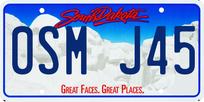 SD license plate 0SMJ45