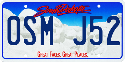 SD license plate 0SMJ52