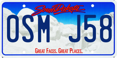 SD license plate 0SMJ58