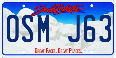 SD license plate 0SMJ63