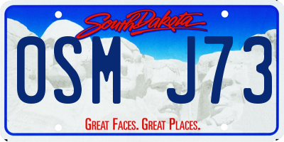 SD license plate 0SMJ73