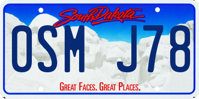 SD license plate 0SMJ78