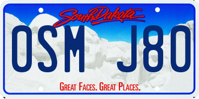 SD license plate 0SMJ80