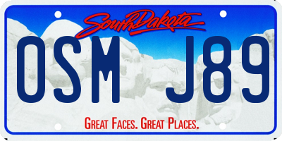 SD license plate 0SMJ89