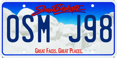SD license plate 0SMJ98