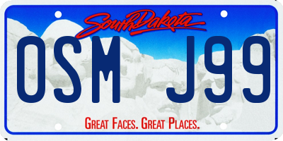 SD license plate 0SMJ99
