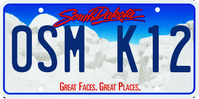 SD license plate 0SMK12