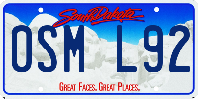 SD license plate 0SML92