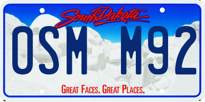 SD license plate 0SMM92