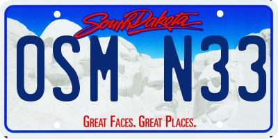 SD license plate 0SMN33