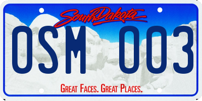 SD license plate 0SMO03